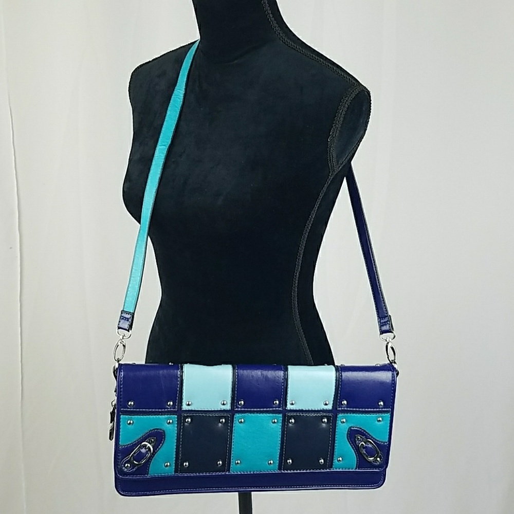 Nicole Lee handbag blue flat‎ clutch style